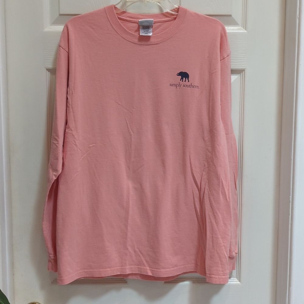 Simply Southern Men's Pink Long Sleeve Double Graphic Tee Size Large